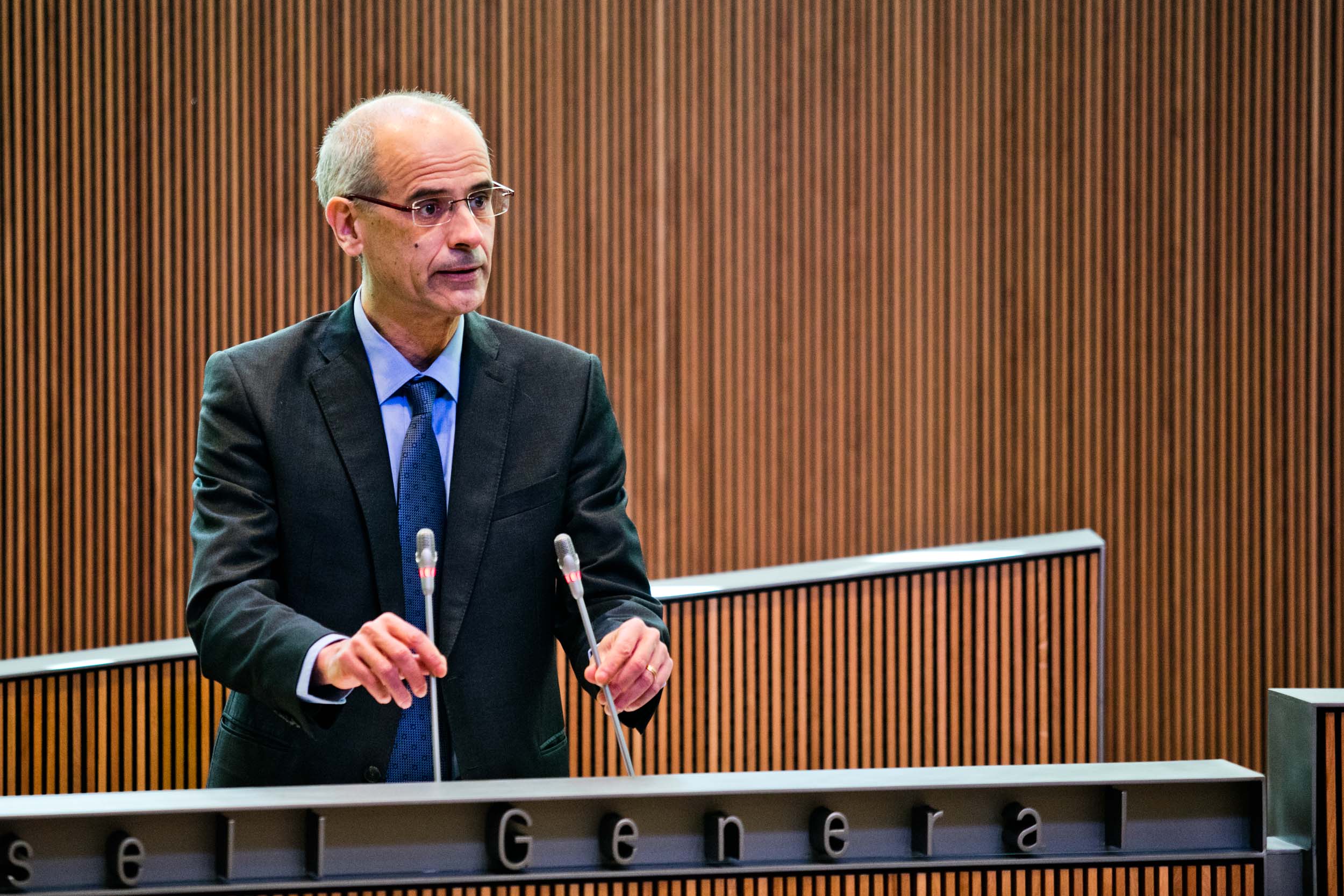 Intervenció del cap de Govern, Antoni Martí, durant el debat sobre l'orientació política global del Govern