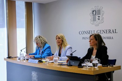 Carolina Puig, Sandra Codina i Maria Àngels Aché durant la roda de premsa