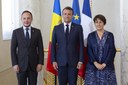 Emmanuel Macron rep Roser Suñé i Xavier Espot a París Emmanuel Macron rep Roser Suñé i Xavier Espot a París