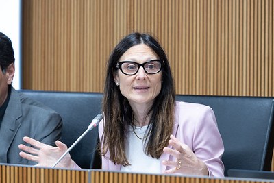 La ministra de Justícia i Interior, Ester Molné, durant la compareixença.
