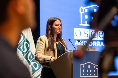 Meritxell López durant la seva intervenció a la sessió de clausura.