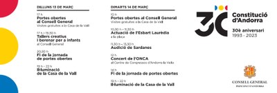 Programa dels actes públics del 30è aniversari de la Constitució