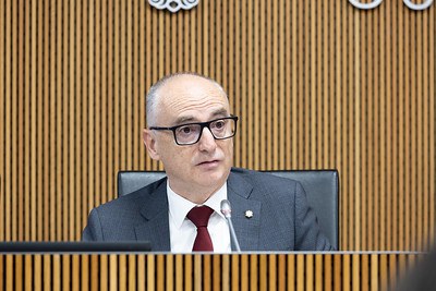 El ministre de Finances, Ramon Lladós, durant la compareixença.