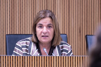 La ministra d'Afers Socials, Trini Marín, durant la compareixença.